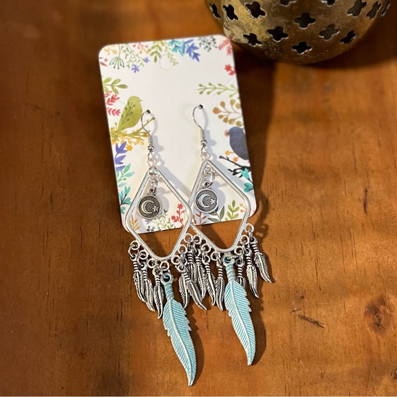 Handmade Patina Celestial Boho Earrings - Picture 5 of 7